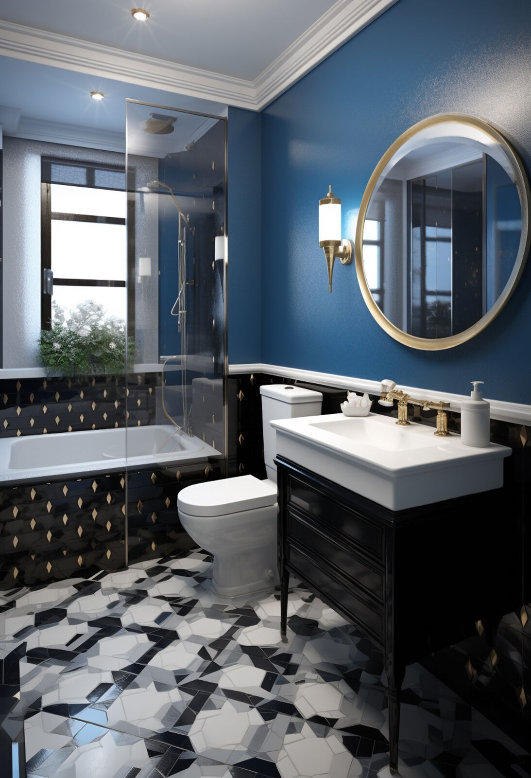 Blue bathroom remodel by Adzone